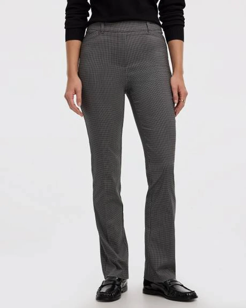 Pantalon pied-de-poule à jambe droite et taille haute