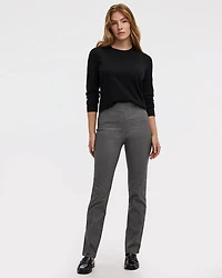 Pantalon pied-de-poule à jambe droite et taille haute