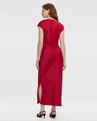 Cap-Sleeve Crew-Neck Maxi Dress