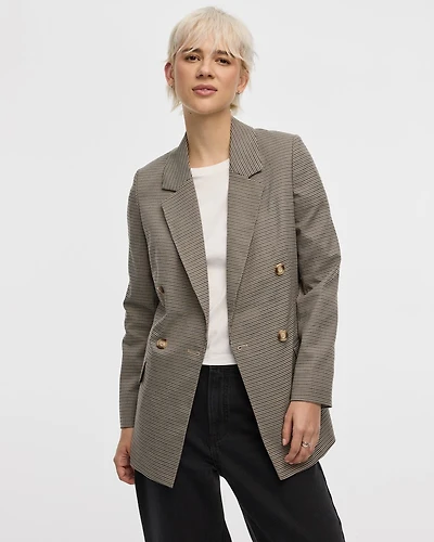 Houndstooth Double-Breasted Blazer