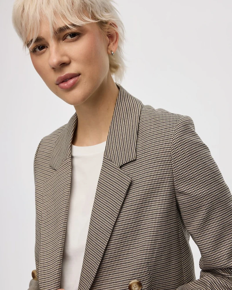 Houndstooth Double-Breasted Blazer