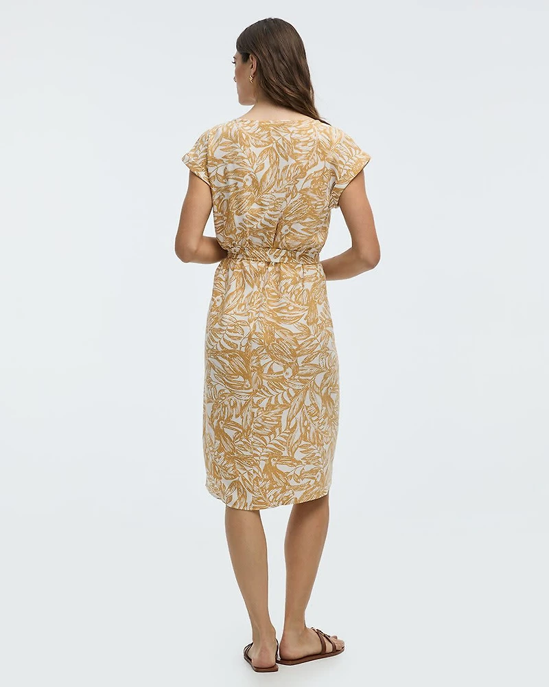 Short-Sleeve Midi Dress with Wrap Detail