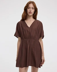 Short-Sleeve V-Neck Mini Dress