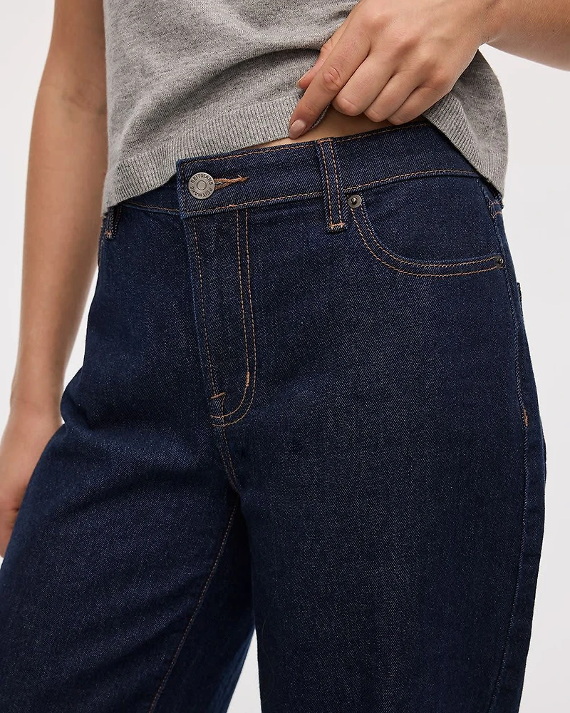 Wide-Leg Mid-Rise Cuffed Jean