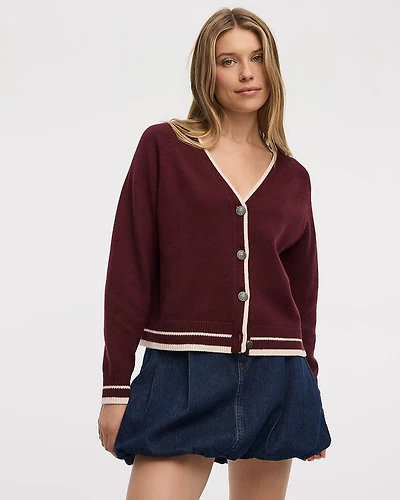 Long-Sleeve V-Neck Buttoned-Down Cardigan