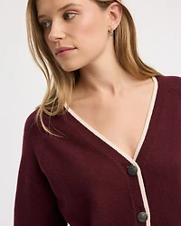 Long-Sleeve V-Neck Buttoned-Down Cardigan