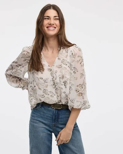 Blouse à manches volumineuses et col V