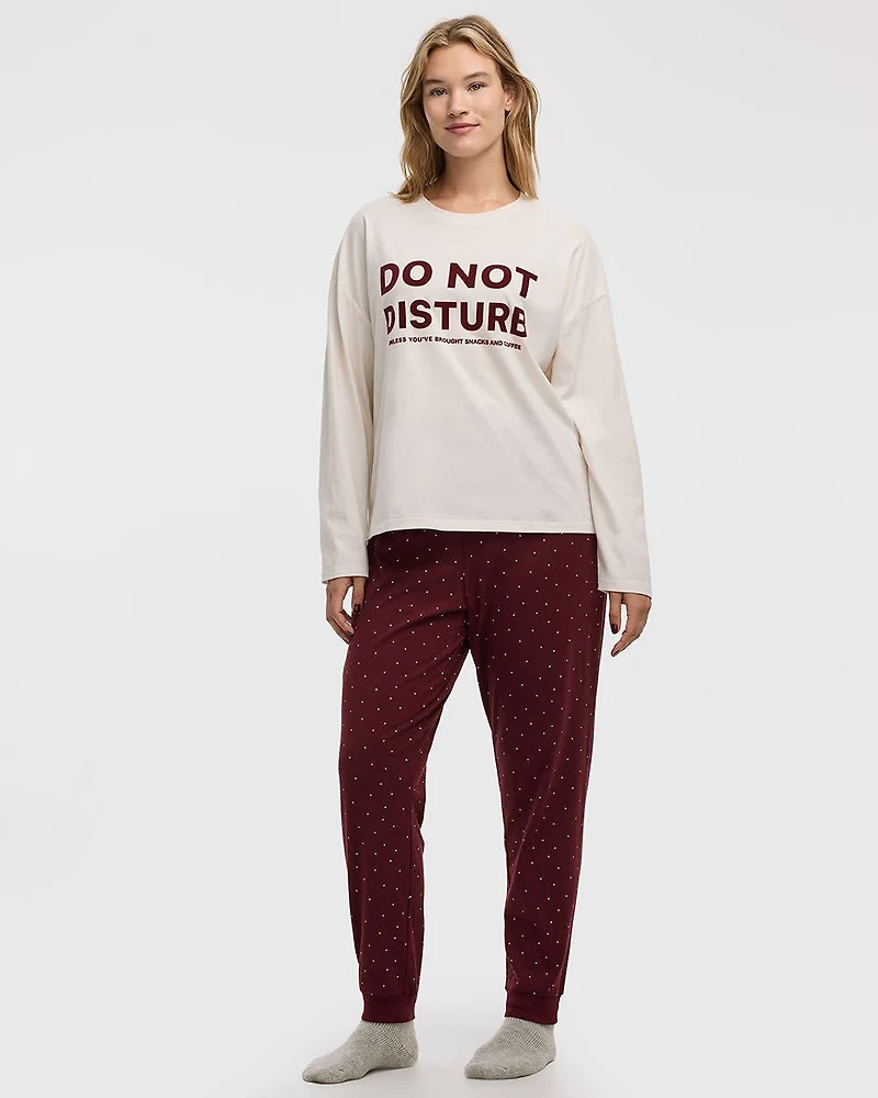 Long-Sleeve Top and Jogger Cotton Pyjama Set