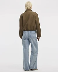 Faux-Wool Buttoned-Down Bomber Jacket