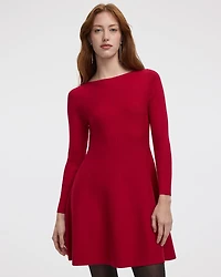 Long-Sleeve Boat-Neck Mini Dress
