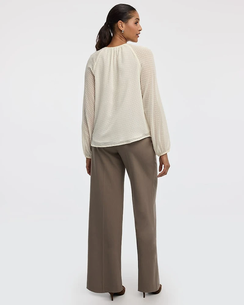 Split-Neck Long-Sleeve Blouse