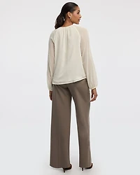 Split-Neck Long-Sleeve Blouse