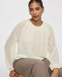 Blouse à manches longues et col fendu