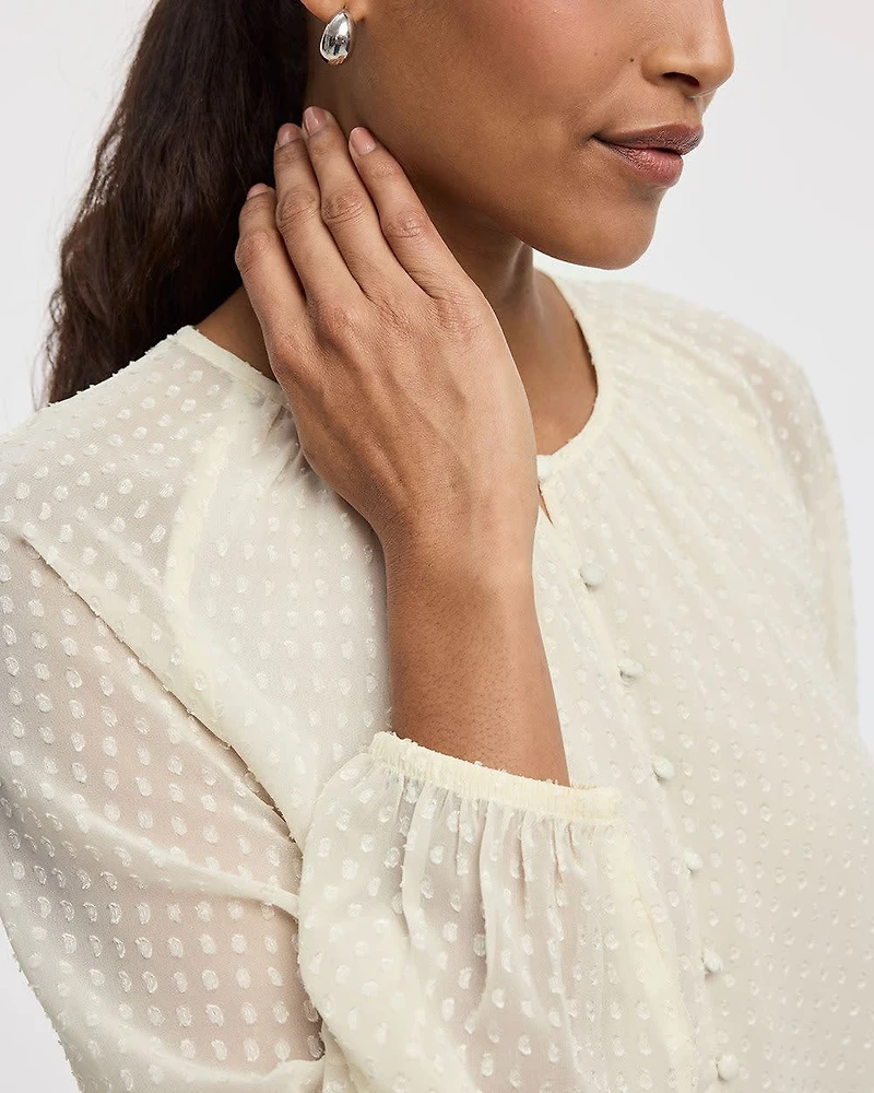 Blouse à manches longues et col fendu