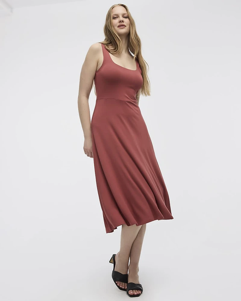 Sleeveless Midi Dress with Square Neckline
