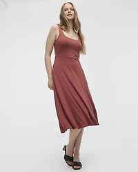 Sleeveless Midi Dress with Square Neckline