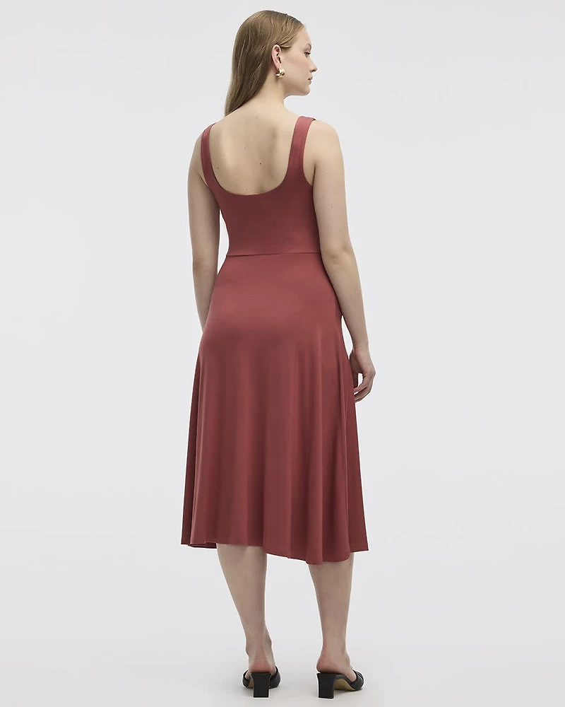 Sleeveless Midi Dress with Square Neckline