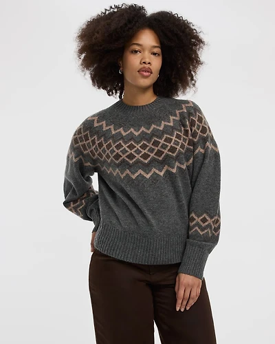 Long-Sleeve Pullover with Fair-Isle Pattern