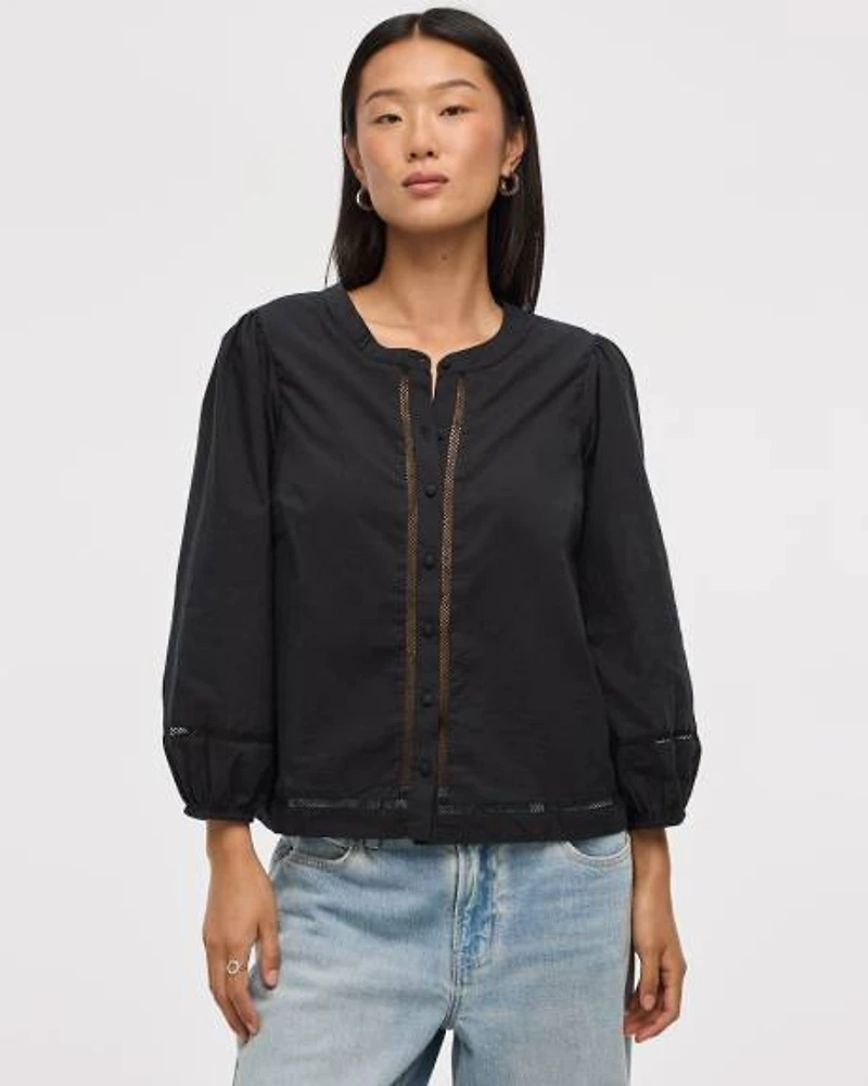 Blouse with Fagoted Details