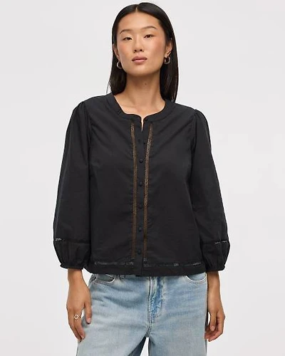 Blouse with Fagoted Details