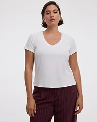 T-shirt côtelé à col V