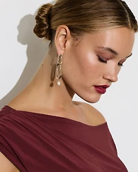 Link Earrings with Pearl Pendants