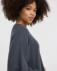 Cropped Long-Sleeve Crew-Neck Sweatshirt