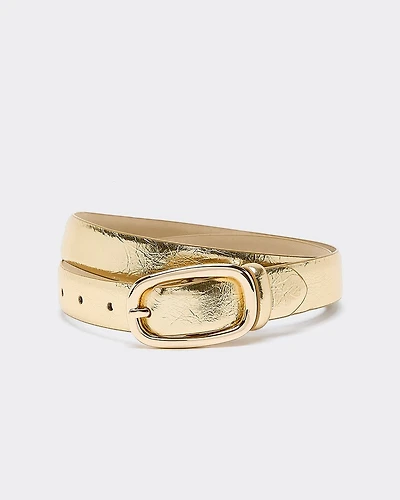 Metallic Faux Leather Belt