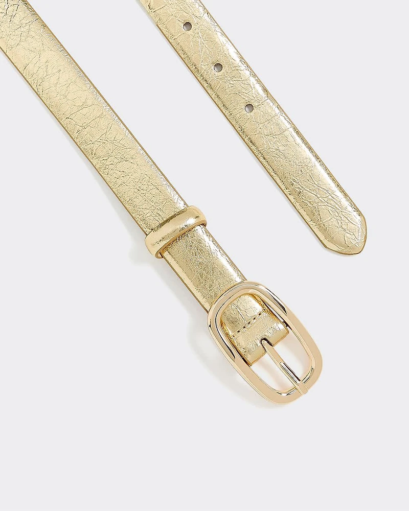 Metallic Faux Leather Belt