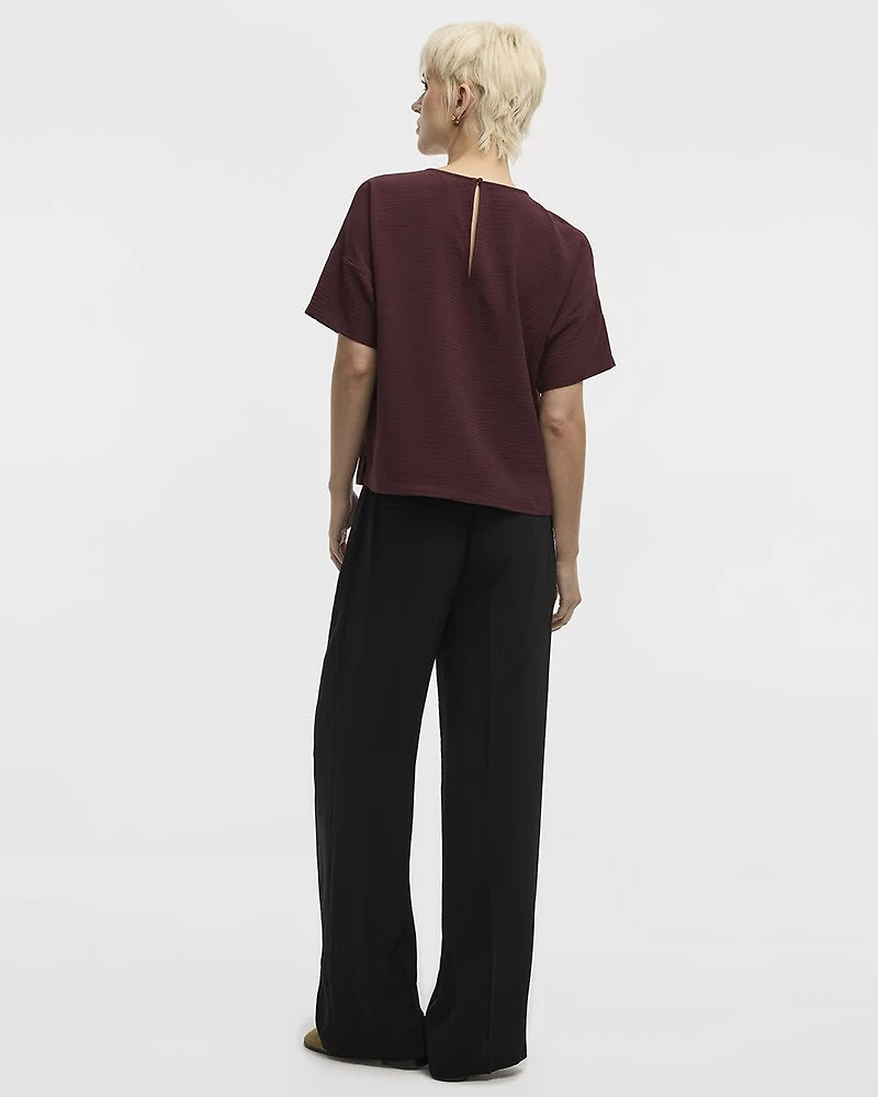 Short-Sleeve Crew-Neck Blouse