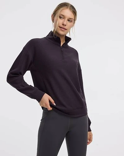 Long-Sleeve Sweater with Half-Zip Mock Neckline
