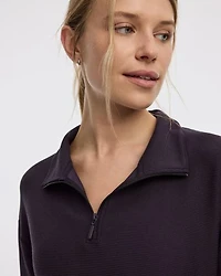 Long-Sleeve Sweater with Half-Zip Mock Neckline