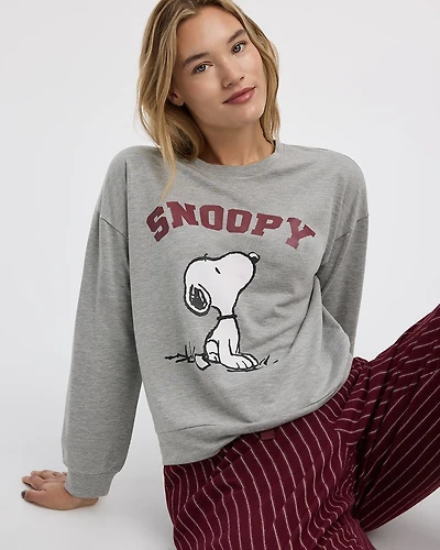 Long-Sleeve Snoopy Crew-Neck Pyjama Sweatshirt