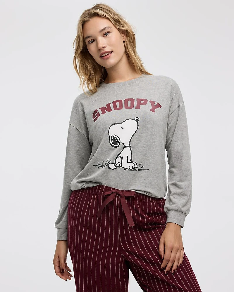 Long-Sleeve Snoopy Crew-Neck Pyjama Sweatshirt