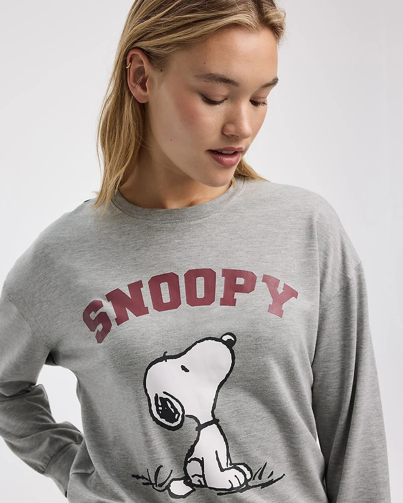 Long-Sleeve Snoopy Crew-Neck Pyjama Sweatshirt