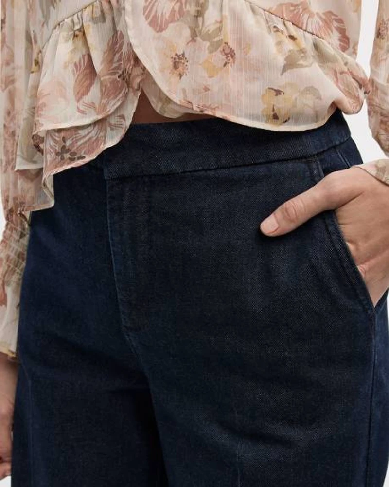 Wide-Leg Mid-Rise Denim Trousers