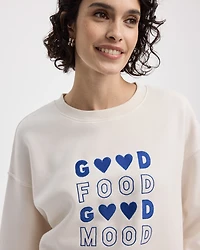 Long-Sleeve Crew-Neck Fleece Sweatshirt with Quotes