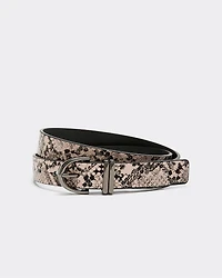 Faux-Leather Belt with Snakeskin Pattern