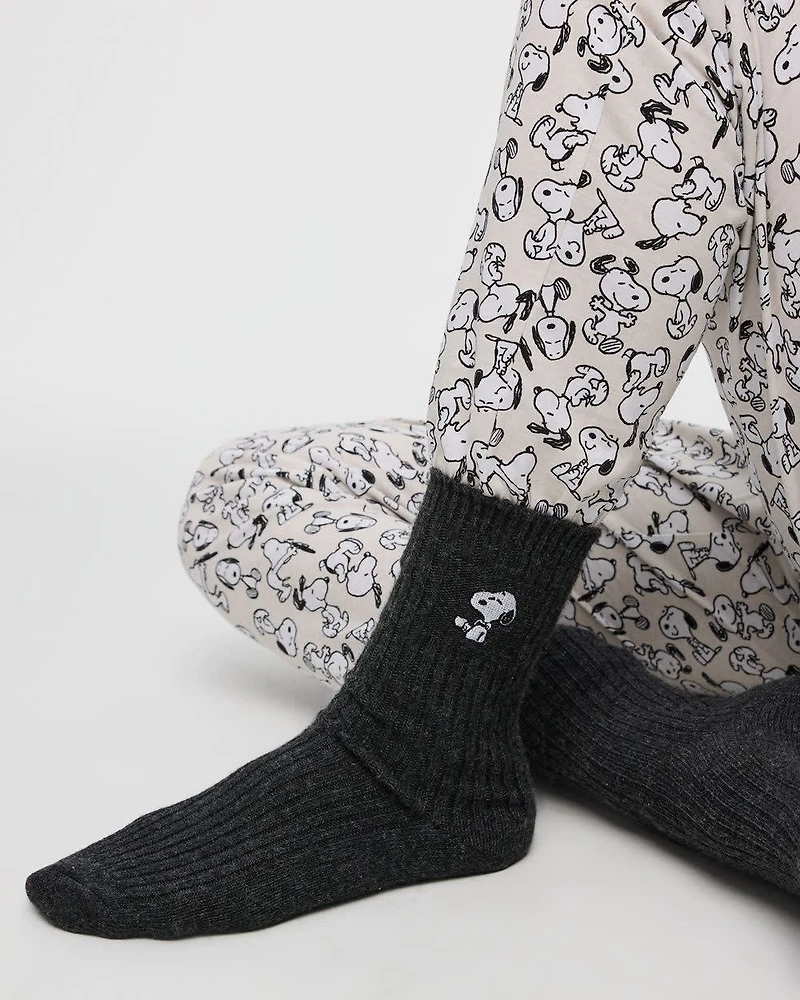 Winter Socks with Snoopy at Hem