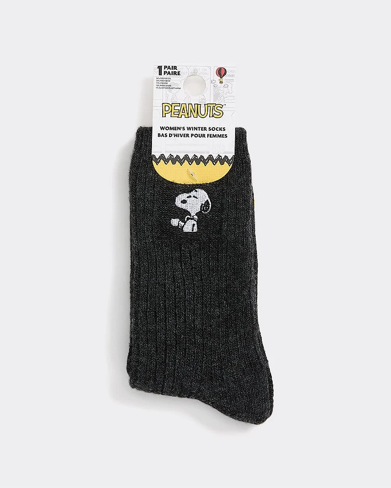 Winter Socks with Snoopy at Hem