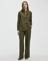 Wide-Leg High-Rise Linen Blend Pant