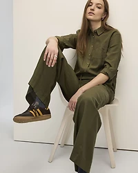 Wide-Leg High-Rise Linen Blend Pant