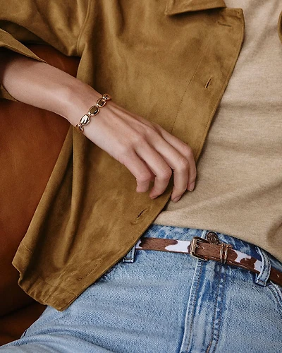 Skinny Faux Cow Skin Belt