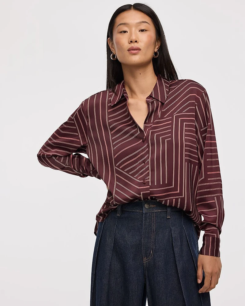 Chemise en satin à manches longues