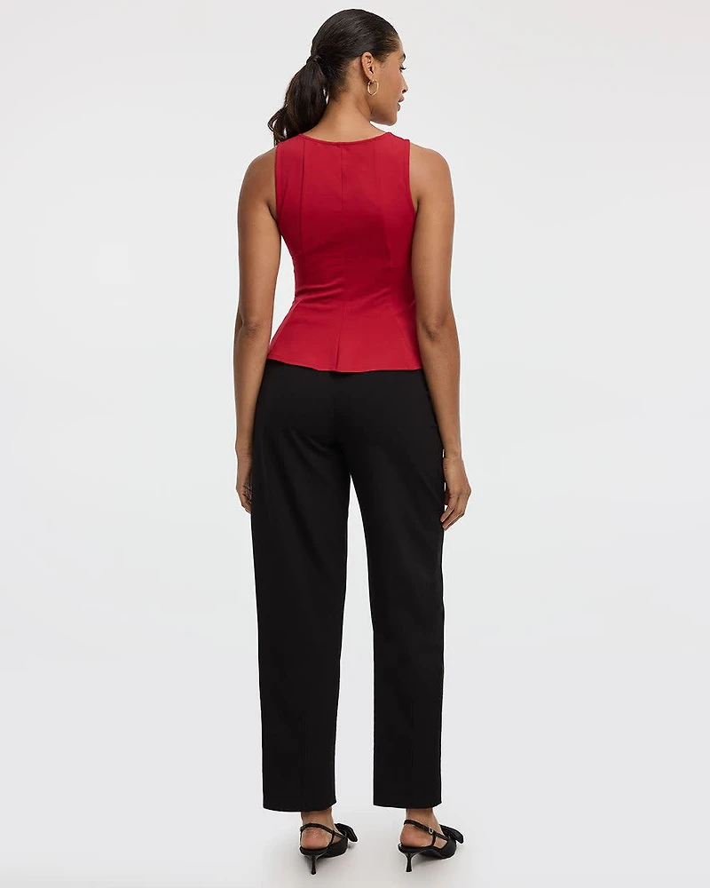 Sleeveless Boat-Neck Peplum Top