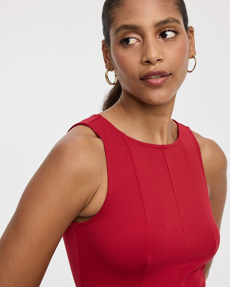 Sleeveless Boat-Neck Peplum Top