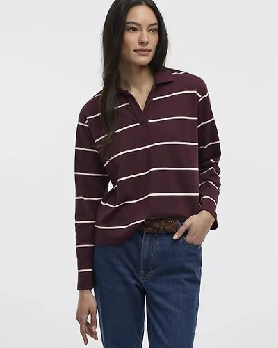 Striped Long-Sleeve Rugby-Style Top