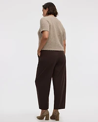 Elbow-Sleeve Crew-Neck Loose Sweater