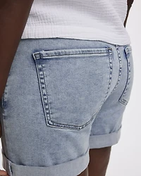 Mid-Rise Denim Shorts with Rolled Hem