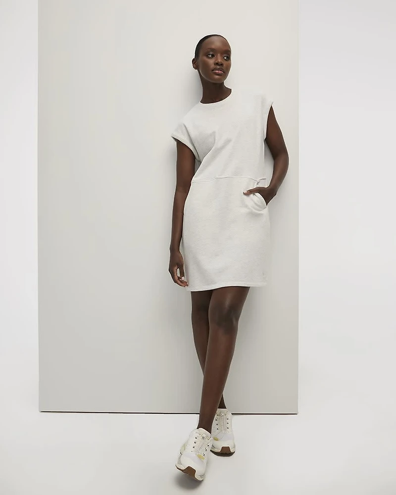 Extended-Sleeve Crew-Neck Dress with Pockets